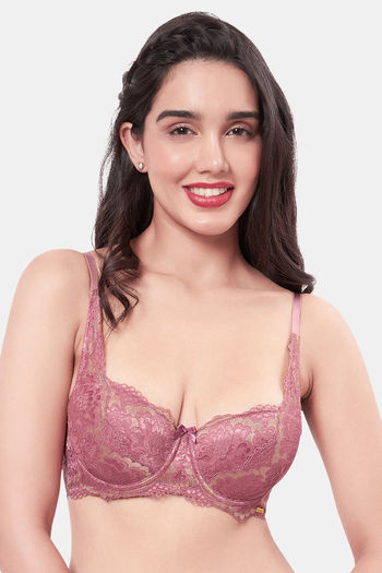 Buy Amante Padded Wired Demi Coverage Super Support Bra - Messa Rose